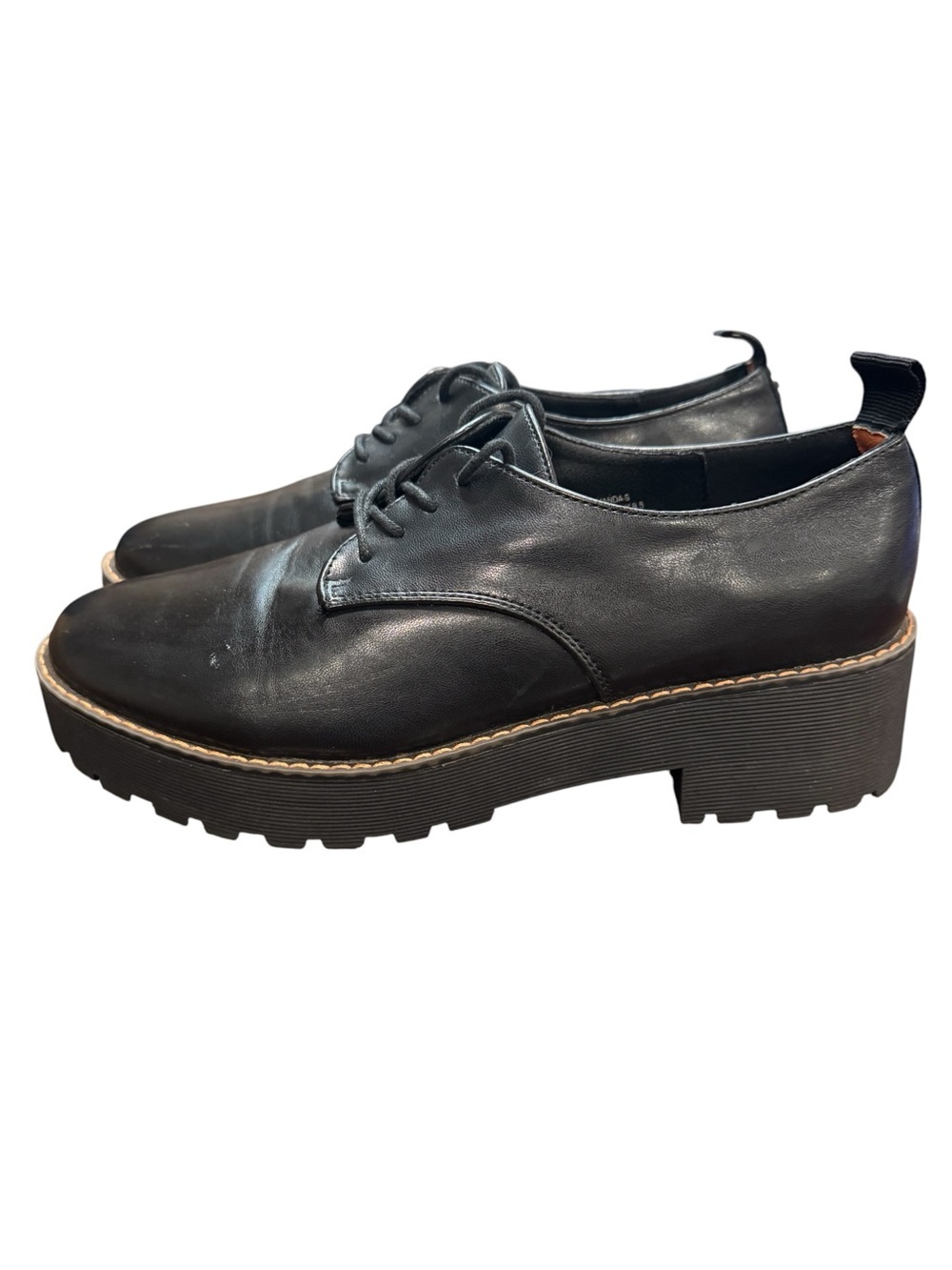 French Connection Vegan Leather Black Lug Sole Amanda Shoes Size 10 Goth Y2K